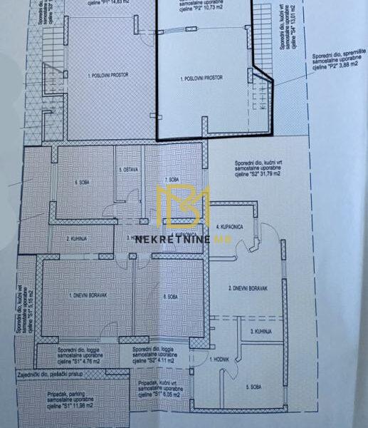 Prodajemo trosoban stan površine 105 m2+ poslovni prostor 24m2, predio K. Stari