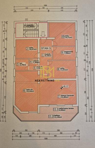 Prodajemo trosoban stan u neposrednoj blizini Trogira, 120 m2
