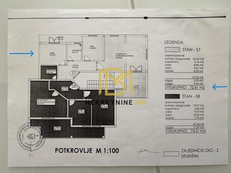 Prodajemo namješten dvosoban stan s parkingom,Okrug Gornji,72m2